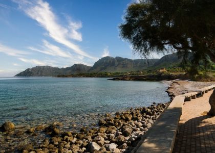 Beautiful coastal view from the promenade in Colonia de Sant Pere, Majorca, Spain.